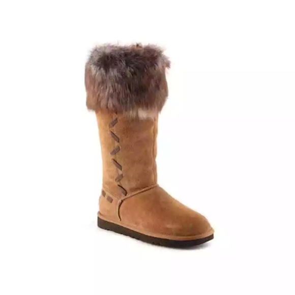 UGG Women’s Australia Rosana Boot Fur Lined Mid Calf Chestnut Size 7 US - Picture 1 of 9